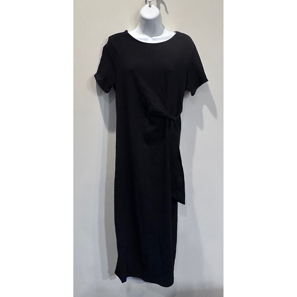 NWT RACHEL ZOE Black TIE WAIST Midi T Shirt Dress Women's Size‎ M Cotton Blend.